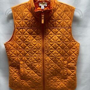 Talbots Women’s Diamond Quilted Vest Size M Orange Full Zip Pockets Lightweight